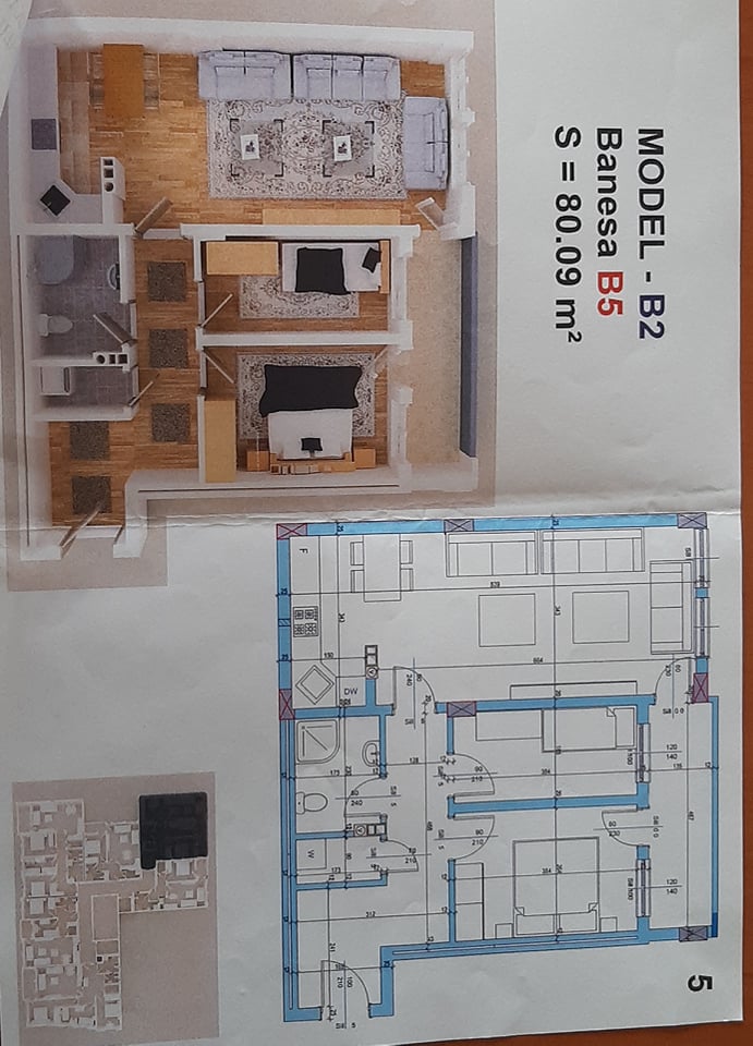 Shitet banesa 3 dhomëshe 80.09m2 kati 8 në Fushë Kosovë